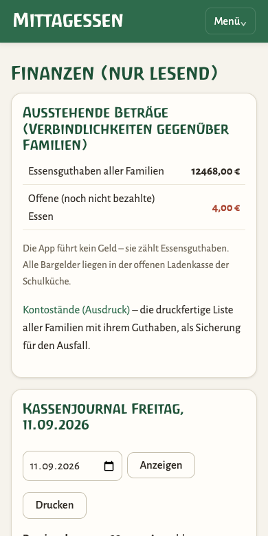 Finanzseite auf dem Telefon